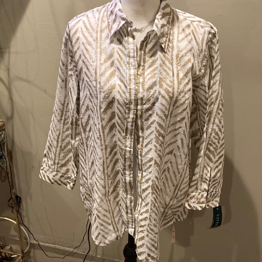 Brand new Ralph Lauren tribal metallic button down